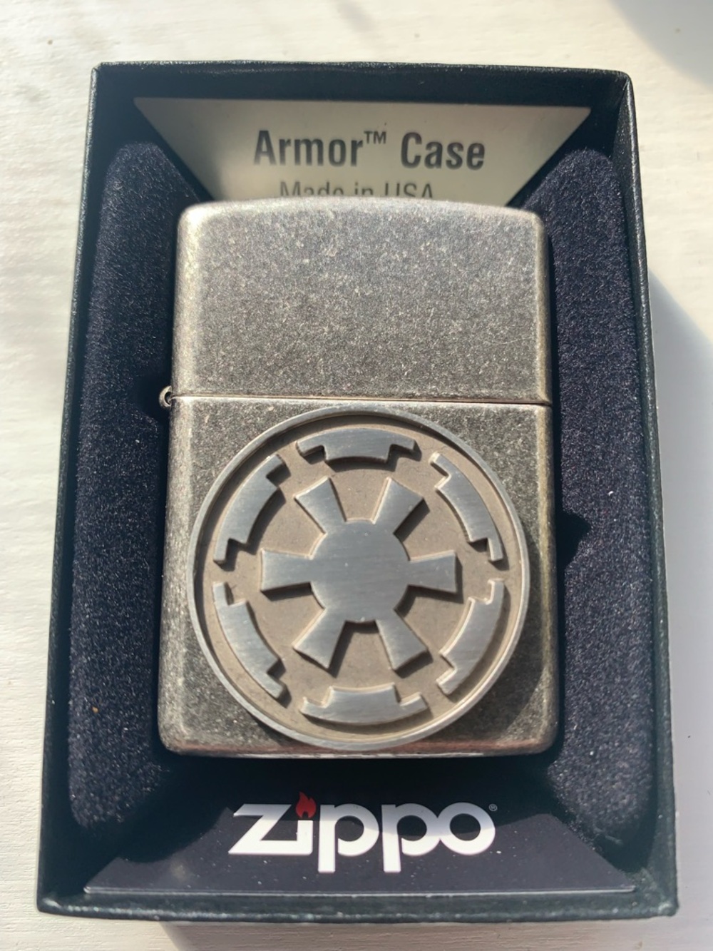 New ZIPPO Armor Antique Silver Plate “Star Wars: Galactic Empire” Pewter Emblem